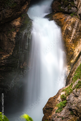 waterfall in the mountains  hallstatt  echerntal  austria