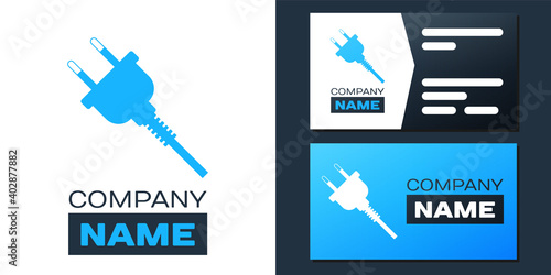 Logotype Electric plug icon isolated on white background. Concept of connection and disconnection of the electricity. Logo design template element. Vector.