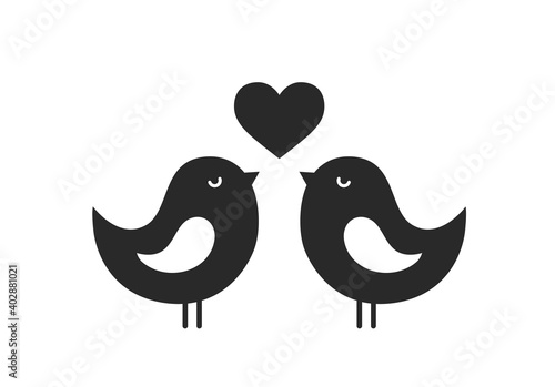 love birds with heart. love symbol. valentines and love symbol. isolated vector image