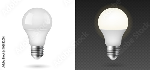 LED light emitting diode energy saving light bulb isolated on template background