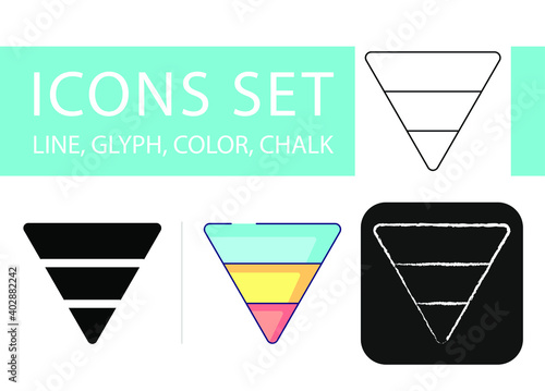 hierarchy icons set, inverted pyramid