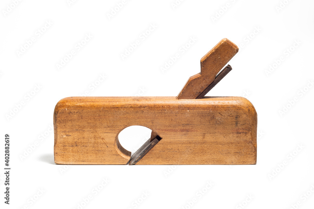 Old wooden jointer isolated on a white background Old wooden jointer isolated on a white background