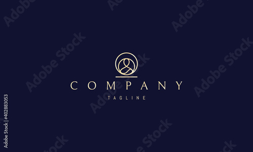 Vector golden logo with an abstract image of a miditizing monk in a circle.