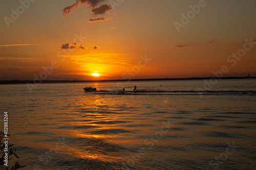 Atardecer en la costa de entrerrios, argentina. photo