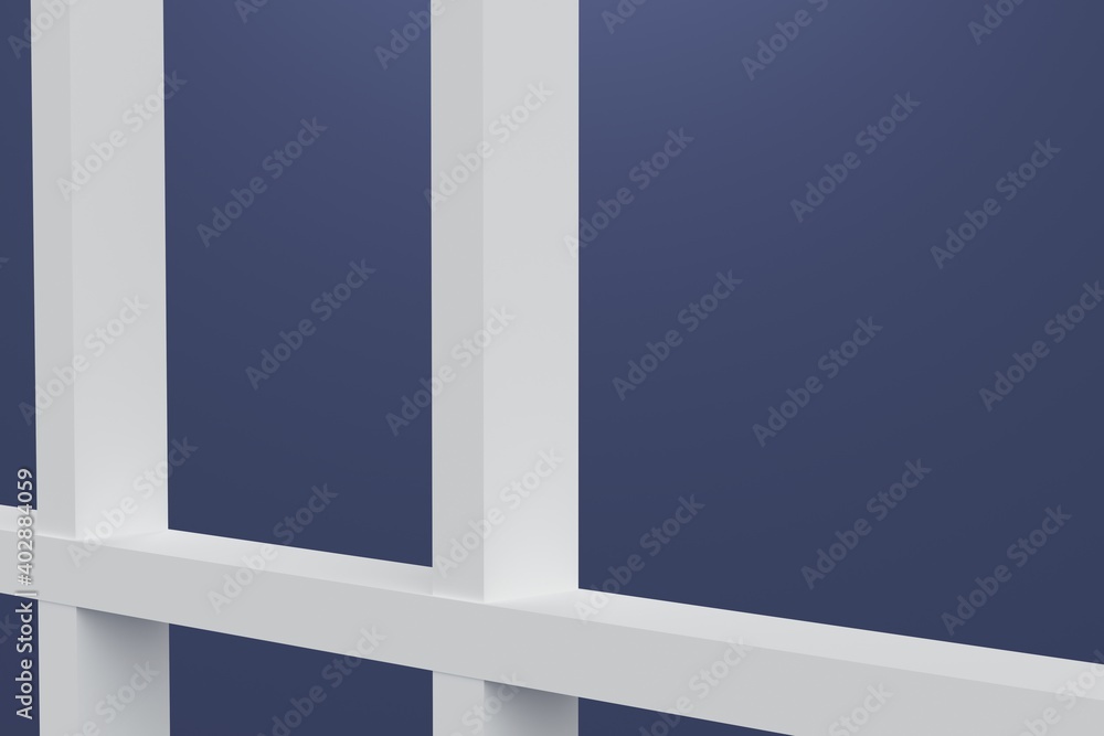 White shelf on blue background. 3d rendering