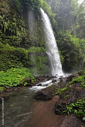 Sendang Gile waterfall near Senaru village. Lombok island. Indonesia. Asia.