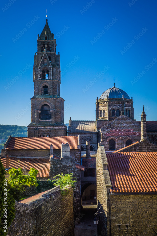 View on the Notre Dame Cathedral in le Puy en Velay, Auvergne (France)