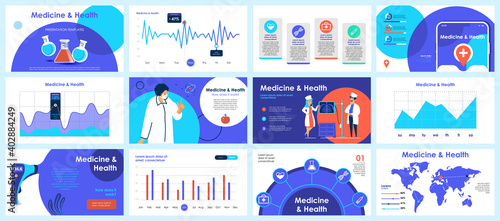 Coronavirus presentation slides templates from infographic elements and vector illustration. Can be used for presentation 2019-nCoV Covid, symptoms, spreading, preventive and protection from virus.