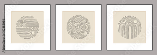 Trendy set of abstract creative minimal artistic hand sketched compositions