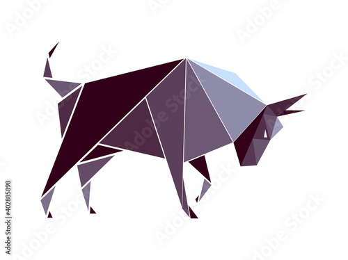 Vector bull in low poly style