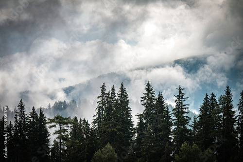 lifting clouds in the mountains, alps, schladming, austria