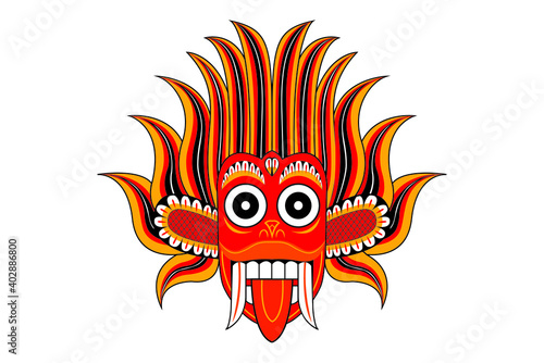 Sri Lankan Dancing Devil mask isolated on white background vector drawing