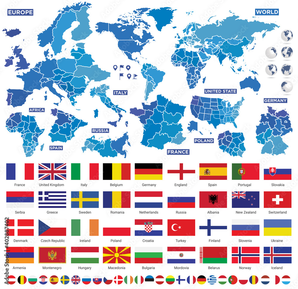 Fototapeta premium map & flag