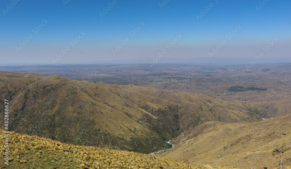 Cerro champaqui, landscape with mountains and sky in cordoba, argentina