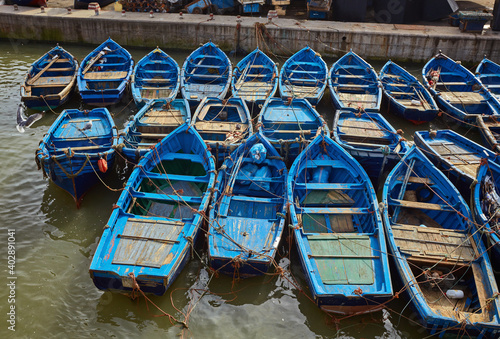 Wallpaper Mural Blue fishing boats in the port of Essaouira Torontodigital.ca