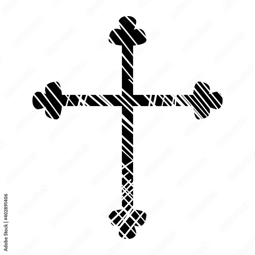 vector illustration of black cross of Lorraine isolated on white Stock