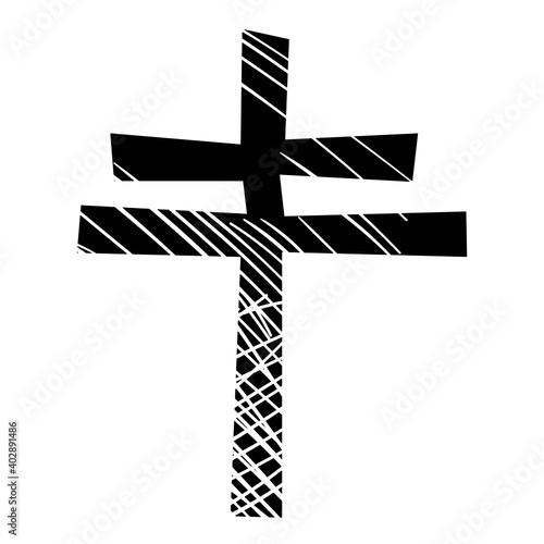vector illustration of black cross of Lorraine isolated on white