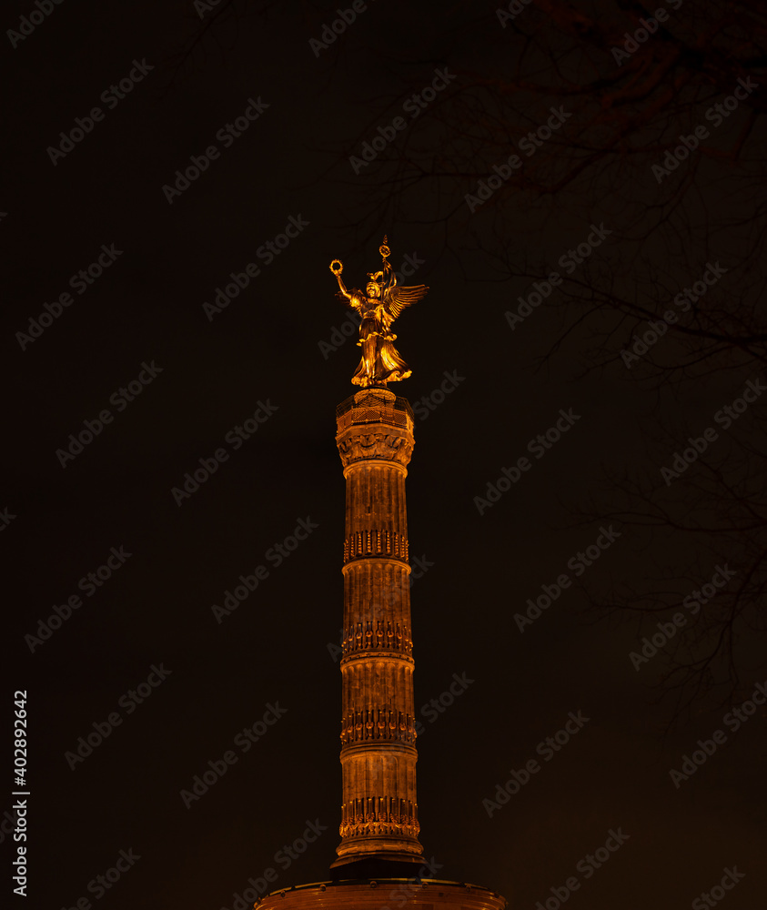 The victory column (german: Siegessäule) at the Großer Stern in Berlin