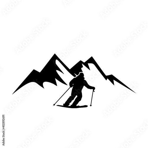 Downhill skiing icon isolated on white background
