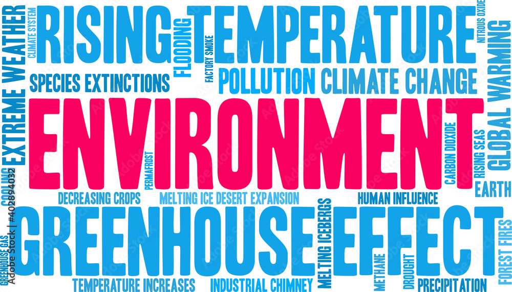 Environment Word Cloud on a white background. Environment Word Cloud on a white background.
