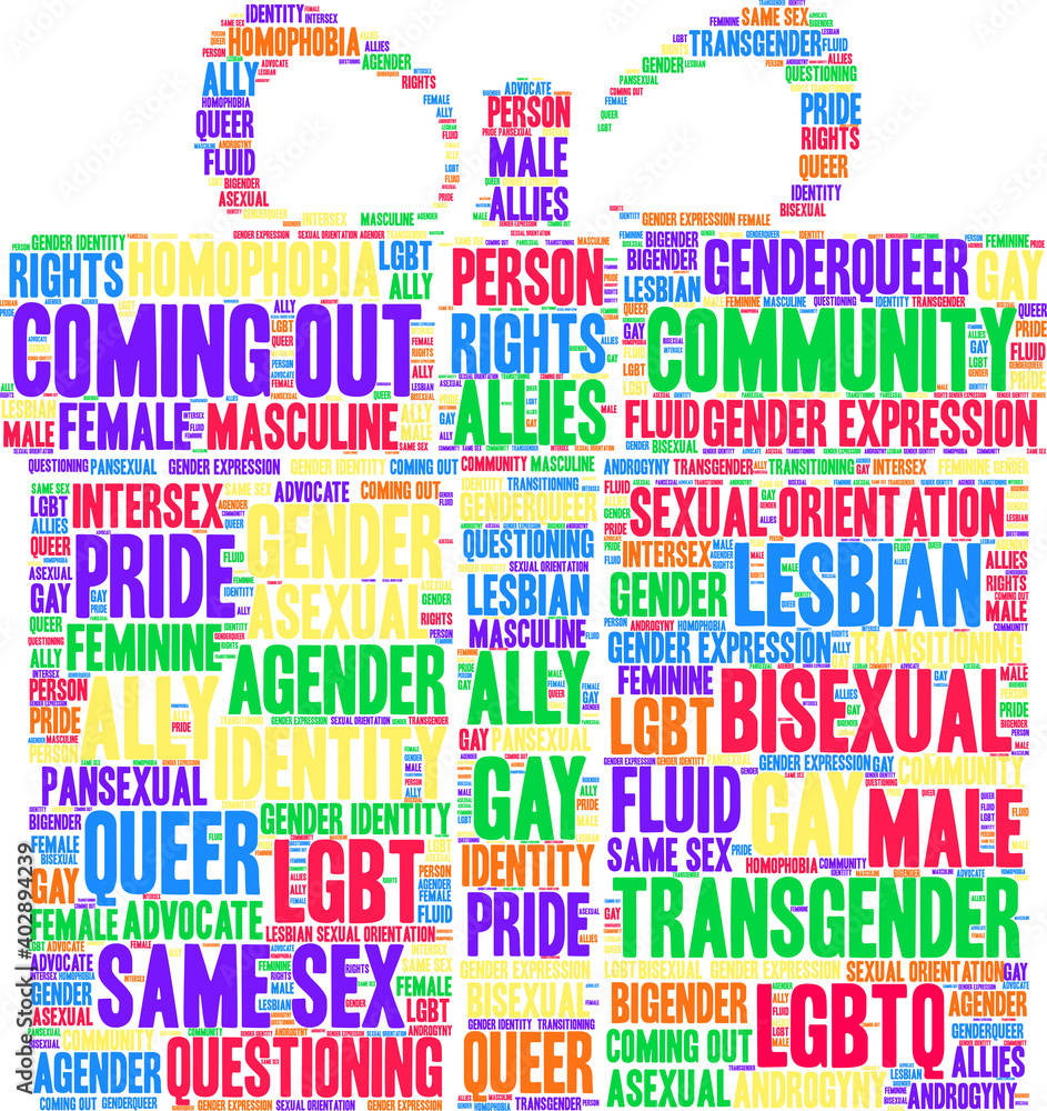 LGBTQ Word Cloud on a white background. LGBTQ Word Cloud on a white background.