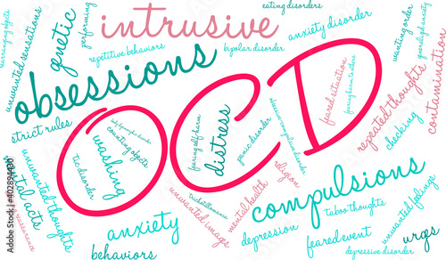 OCD Word Cloud on a white background. 