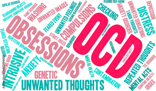 OCD Word Cloud on a white background. 