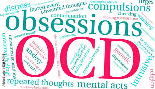 OCD Word Cloud on a white background. 