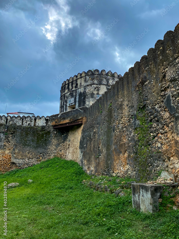 The Old Fort in Stone Town, Zanzibar. Cloudy day
