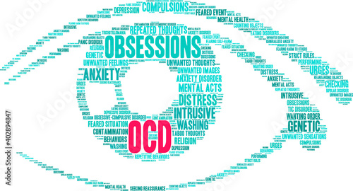OCD Word Cloud on a white background. 