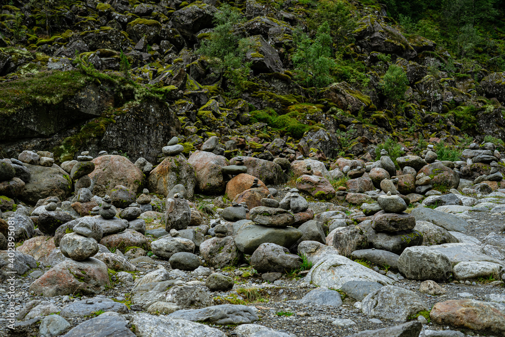Cairns in a norwegian valley Cairns in a norwegian valley