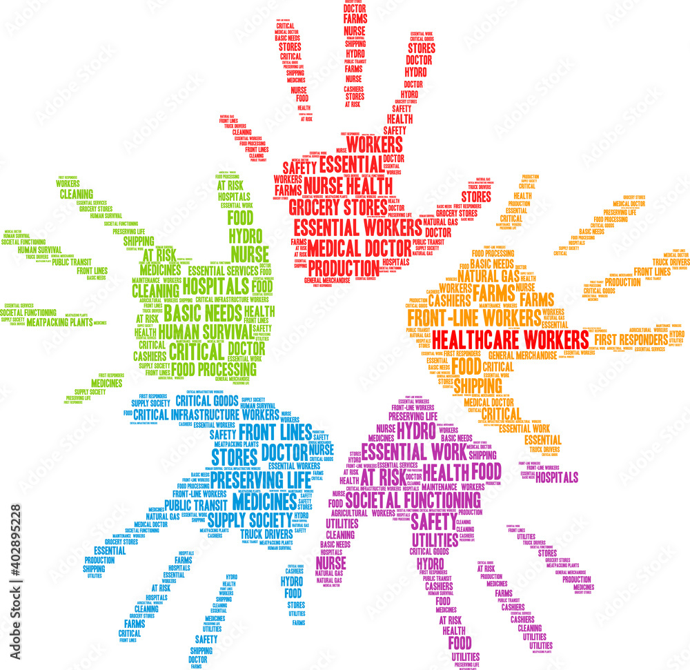 Healthcare Workers Word Cloud on a white background. Healthcare Workers Word Cloud on a white background.
