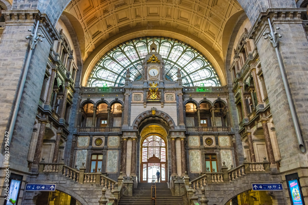 The historical railway station of Antwerp in Belgium