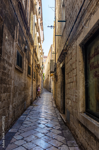 DUBROVNIK  CROATIA  AUGUST 13 2019  People walking in the ancient historic center
