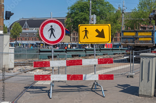 Pedestrian Signs Barrier