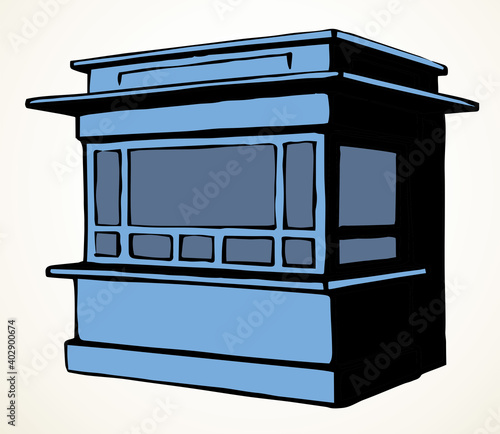Shop stall. Vector drawing kiosk