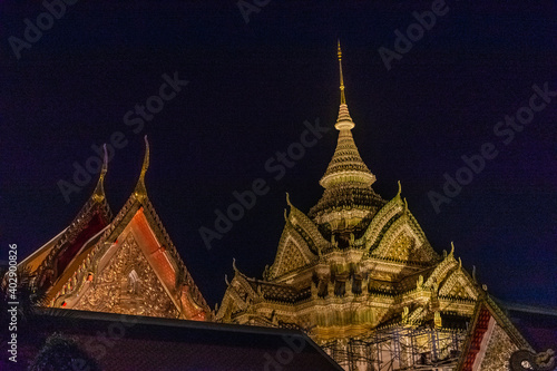 The great temple of Wat Pho by night  Bangkok  Thailand