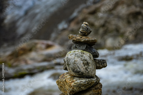 Cairn at the Buerbreen glacier