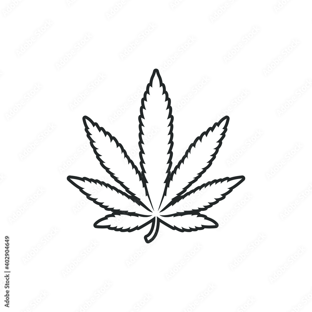 Marijuana or cannabis leaf line icon isolated on white background. Vector illustration Marijuana or cannabis leaf line icon isolated on white background. Vector illustration