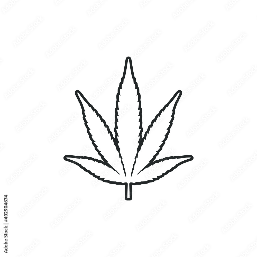 Marijuana or cannabis leaf line icon isolated on white background. Vector illustration Marijuana or cannabis leaf line icon isolated on white background. Vector illustration