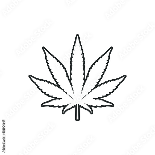 Marijuana or cannabis leaf line icon isolated on white background. Vector illustration
