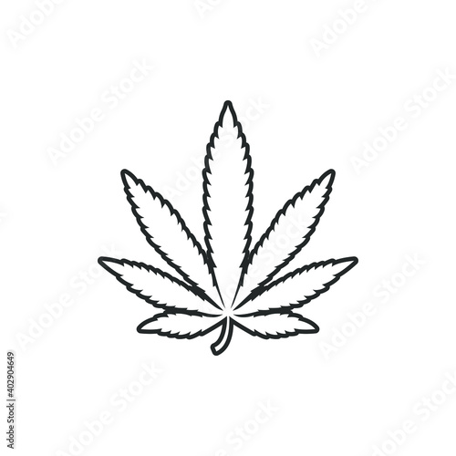 Marijuana or cannabis leaf line icon isolated on white background. Vector illustration