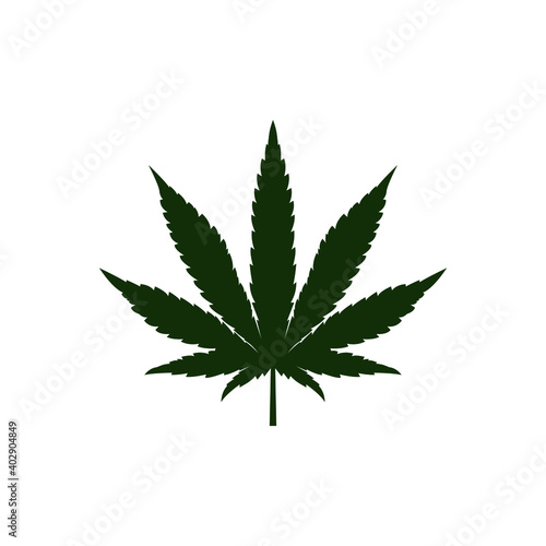Marijuana or Cannabis leaf icon flat style isolated on white background. Vector illustration