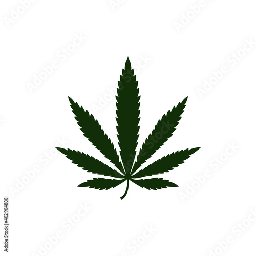 Marijuana or Cannabis leaf icon flat style isolated on white background. Vector illustration