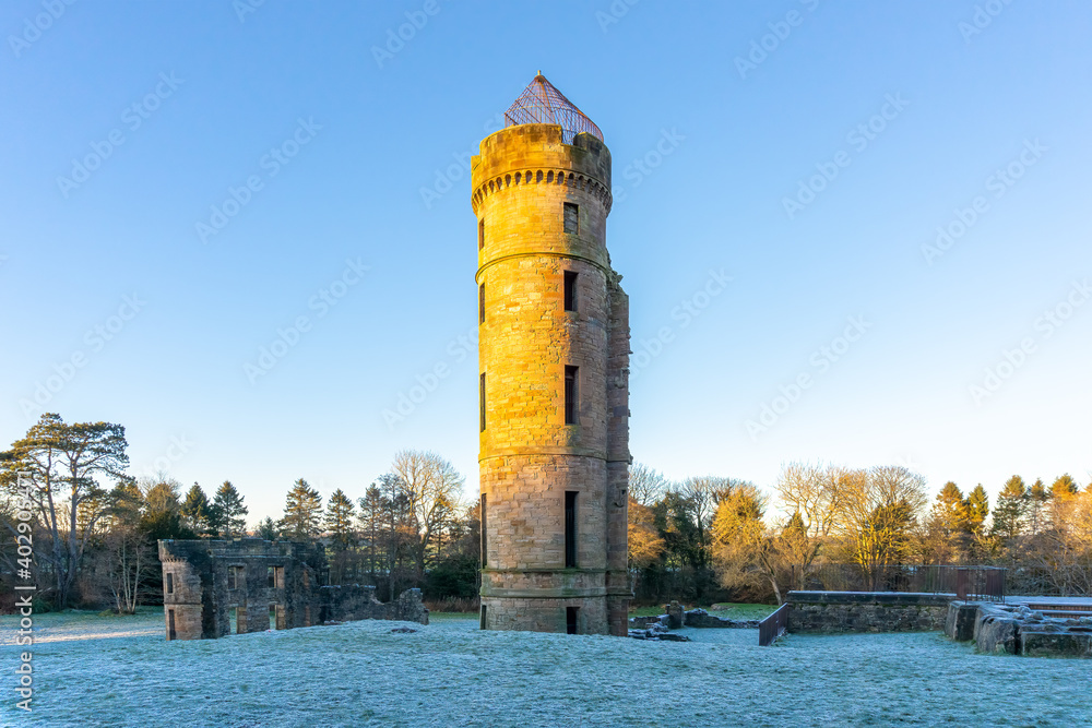 Fototapeta premium The ruins of Eglinton Castle Tower within Eglinton Country Park Irvine