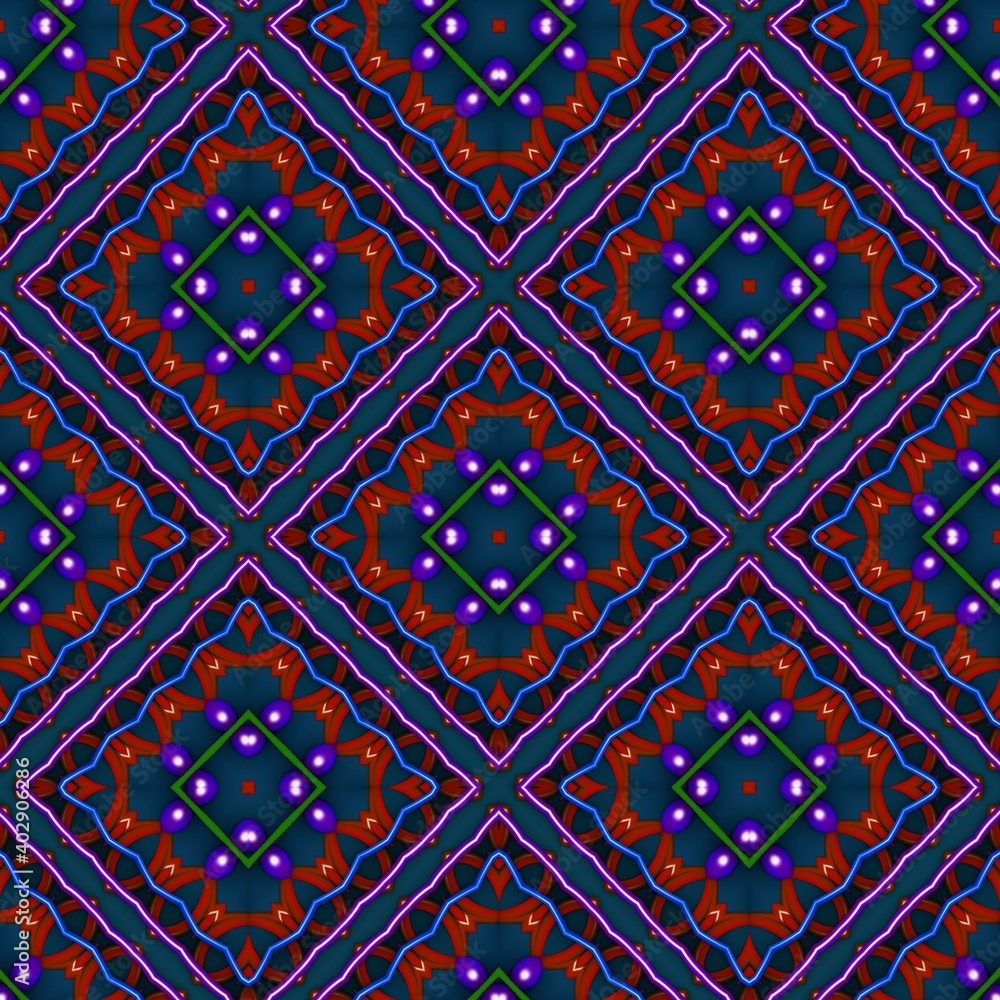Seamless pattern with symmetric geometric ornament. Seamless pattern with symmetric geometric ornament.