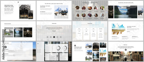 Vector templates for website design, presentations, portfolio. Templates for presentation slides, flyer, leaflet, brochure, report. Background template with lines, photo place for business design.