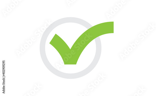 Tick check mark vector icon. Green approval symbol.