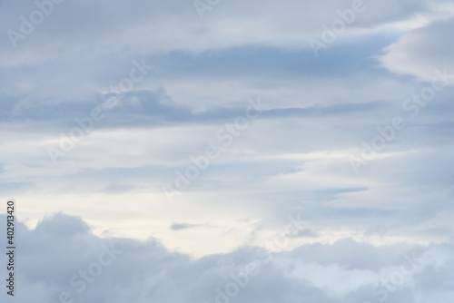 Peaceful blue and white cloudy sky as a nature background 