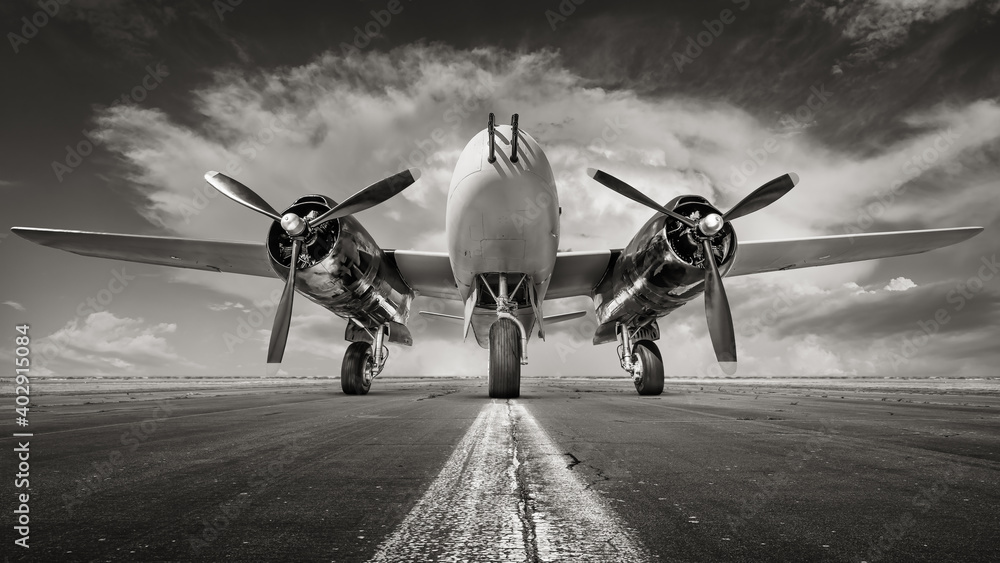 Fototapeta premium historical warbird on a runway